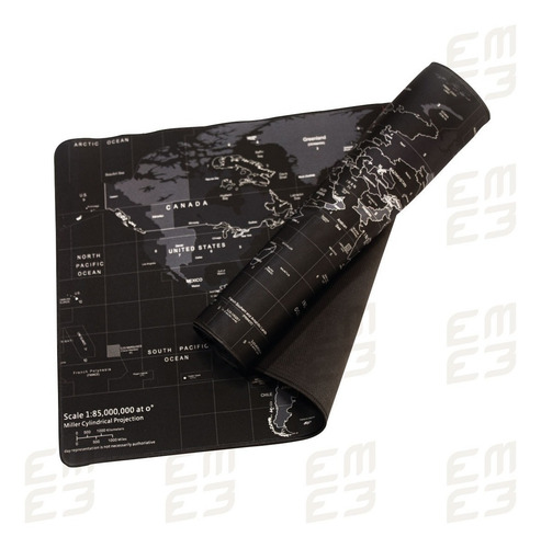 Imagen 3 de 6 de Mouse Pad Gamer Negro Mapa De Mundo 90cm X 40cm