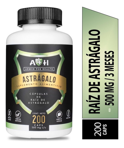 Raíz Astragalo Puro Astragalus 200 Cáps 500mg A4h Sabor Sin Sabor