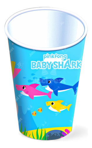 Vasos Decorados Baby Shark 12 Pzas Artículo Fiesta Bsk0h1
