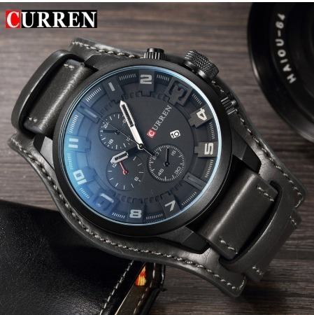 Relogio Curren 8225 Couro Bracelete Cinza