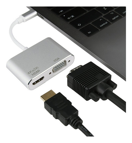Tipo C A Hdmi Vga Un Cable De Arrastre Y Dos