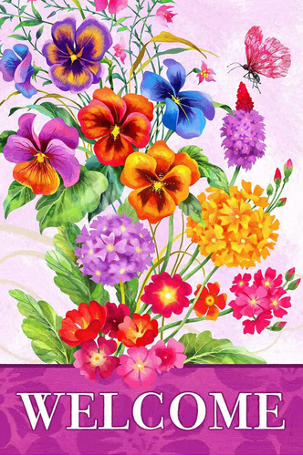 Texupday Bandera De Jardín Con Diseño De Mariposas Y Flores 