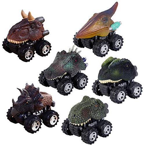 Tire Hacia Atrás De Coches De Dinosaurio, Juego De 6 C...