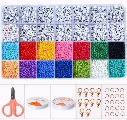 Kit de cuentas para hacer pulseras, hilo de 28 colores, cuentas de letras  de cuadrícula, Kit de punto de cruz portátil - AliExpress