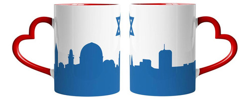 Caneca Coração Judaico Imagem Israel Estrela De Davi