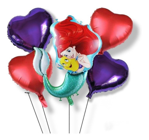 Globo Sirenita Ariel Bajo Mar Princesa Disney Combo Sirenas 
