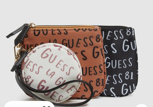 Monedero , Cosmetiquera Guess Original  Pack 3 Unidades 