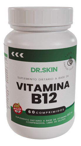 Vitamina B12 Dr Skin 60 Unidades Subí Tu Energía, Mejorá Tu Concentración Y Combatí El Cansancio Diario! Cianocobalamina Sistema Nervioso Suplemento Vegano Antifatiga