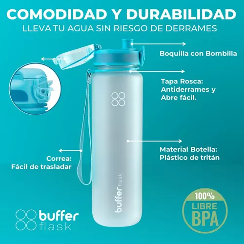 Botella Agua 1L Botilito Buffer Deporte Ciclismo Gimnasio BUFFER FLASK