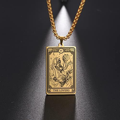 Teamer Collar De Tarot Esqueleto Amuleto De Acero Inoxidable