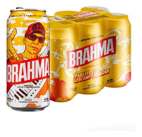 Cerveza Brahma Lescano Lata De 473cc Pack X 6u