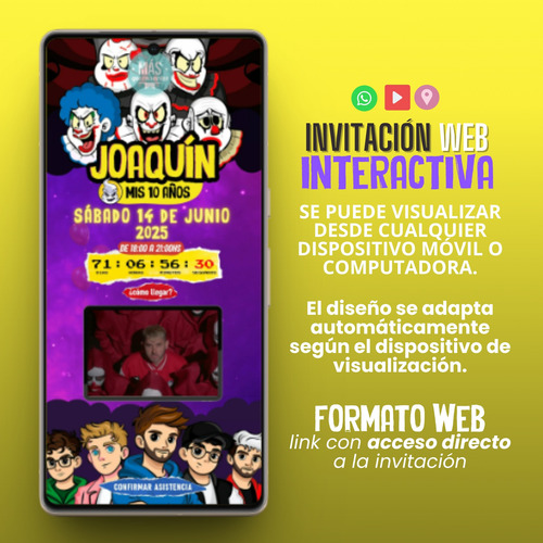 Invitación Web Fede Vigevani Club Misterio Interactiva Music Amarillo