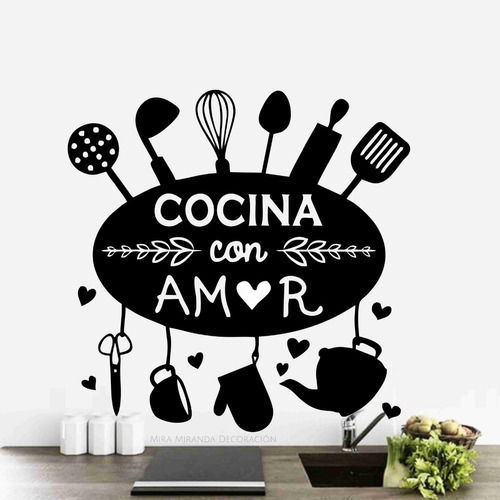 Vinilo Decorativo Frase Cocina Con Amor