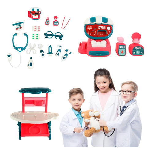 Kit Brinquedo Médico 25 Peças Criança Brincar Didático 