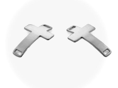 Conector De Cruz Plateada Para Pulsera Bisuteria  5 Pzs