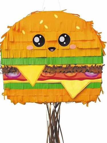 Piñata De Hamburguesa Kawai Fiesta Temático Cumpleaños