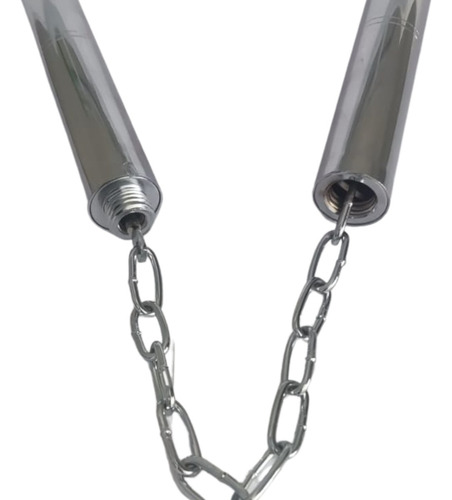 Nunchaku Bastão 2 X 1 De Aço Kung Fu Karatê Defesa Pessoal Cor Prata