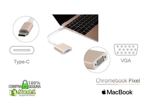 Convertidor Adaptador Usb Tipo C A Vga Macbook Chromebook