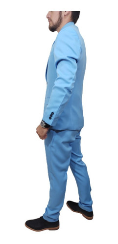 Imagen 3 de 10 de Ambo Traje Hombre Color Celeste Talle Grande