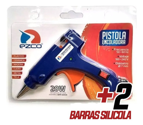 Pistola Encoladora Ezco Silicona Barra 20w Chica + 2 Barras