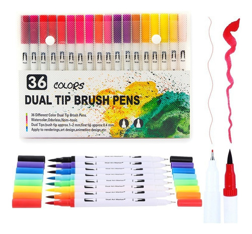 Plumones Dual Brush Pens Doble Punta 36 Colores Vibrantes 