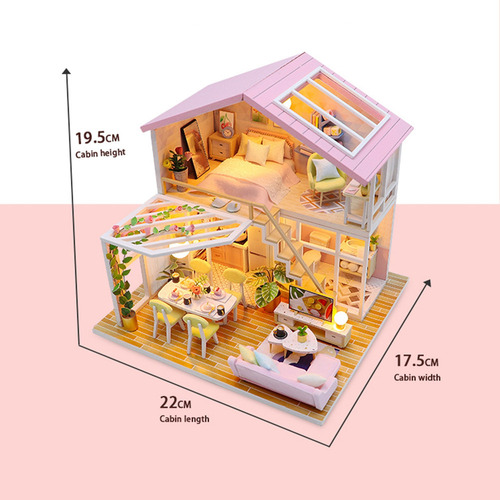 Casa De Muñecas Miniatura Kit De Madera Bricolaje Con Mueble