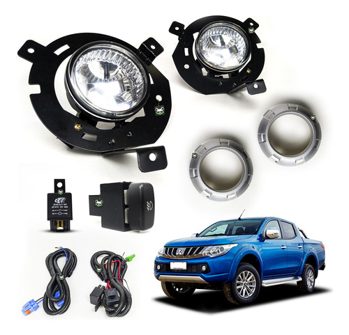 Kit Farol Auxiliar Milha Mold Cinza L200 Triton 2005 A 2010