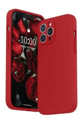 Carcasa Silicona (para Los Modelos De iPhone) Color Rojo iPhone 12 Pro Max (3 Cámaras)