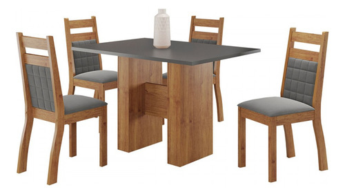 Mesa De Jantar 4 Lugares Blanc Mel/cinza/grafite - Viero Pés Cinza