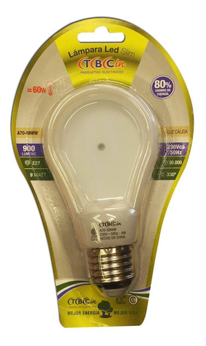 Lámpara Led Foco Slim Decoración E27 9w Luz Fría Tbcin E. A 