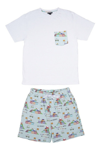 Pijama Con Short Diseño Valpo 100% Algodón Littlebit H 