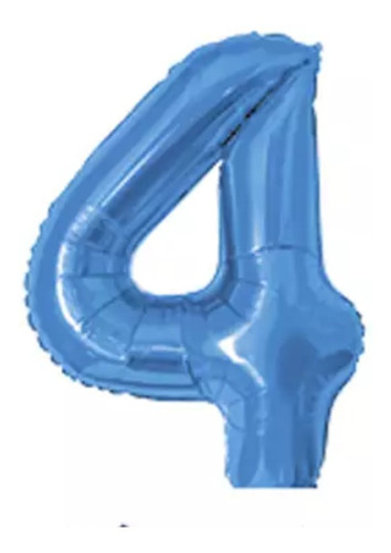 Balão De Número  Metalizado Azul - Número 4 - 16' 40cm - Ref