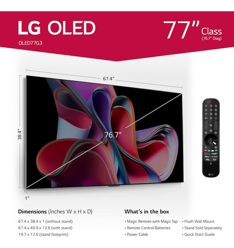Pantalla LG 77 Pulgadas 77g3pua Oled Evo 4k Smart Tv Webos (Reacondicionado)