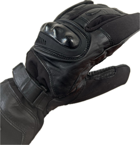 Guante Moto Ags Hombre Cuero Y Textil Color Negro Talle Xl