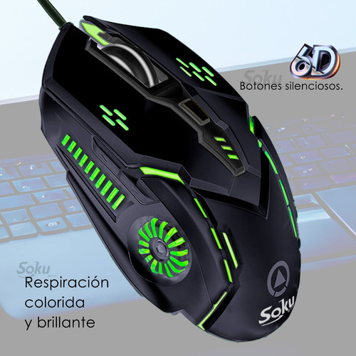 Soku Raton Mouse Alambrico Top Led 6d Gamer Dpi Ajustable