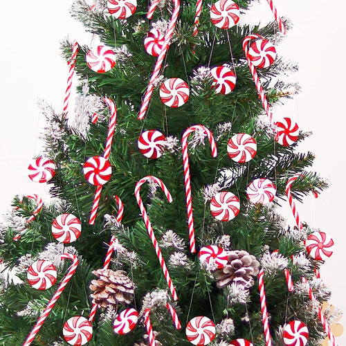 ~? 60pcs Candy Canes Decoraciones Del Árbol De Navidad-adorn
