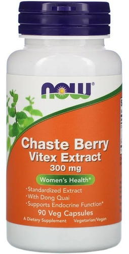 Now Foods Chaste Berry - Extracto De Saucegatillo Vitex 300 Mg 90 Caps - Sin sabor