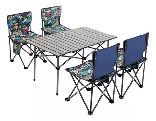 Kit De 4 Sillas Y Mesa Portátil Plegable Para Picnic Camping