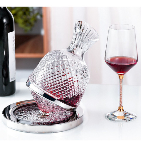 Decantador De Vino De Cristal Giratorio De 360° De Lujo