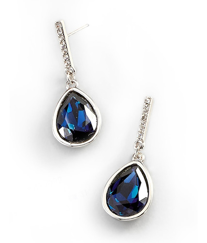 Aretes Color Plata Con Piedra Azul