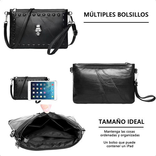 Bandoleros Gótico Tipo Sobre Bolso De Calavera Punk , Mujer Negro Bolso Bandolera Mujer,bags,bolsa Antirrobo Mujer,bolsas Mujer,croosboddy Mujer,bolsa Dama Crossbody,crossbody,bolsos Níquel Negro