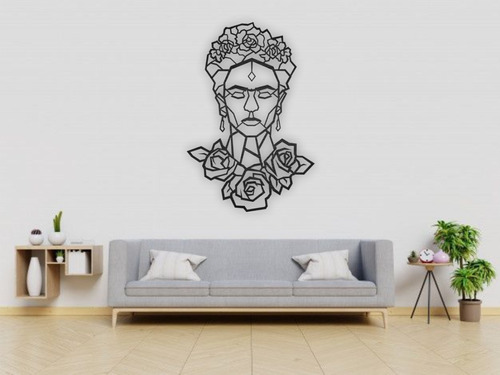 Padrisimo Cuadro Decorativo  Frida Kahlo  Mdf (6mm) Negro