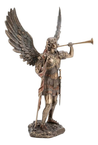 Arcanjo Anjo Gabriel Escultura Resina Veronse Bronze 33 Cm