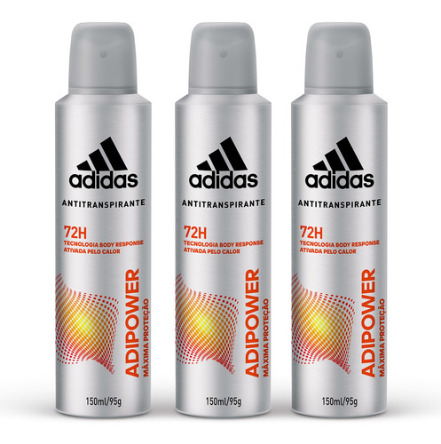 Kit Desodorantes Aerossol adidas Adipower Masc 150ml 3un