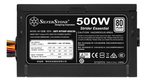 Imagen 7 de 10 de Fuente Silverstone 500w Reales Certificada 80 Plus Calidad!