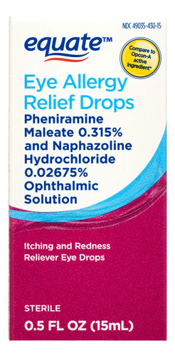Equate Eye Allergy Relief Drops 15ml Importado
