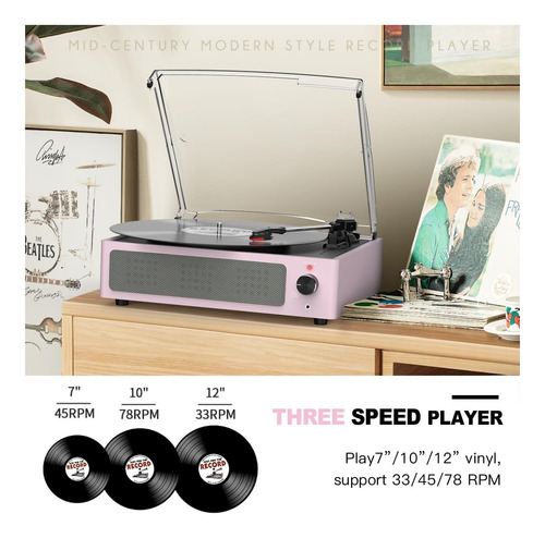 Jugador De Discusión De Vinilo Con Altavoces Giradrones Para
