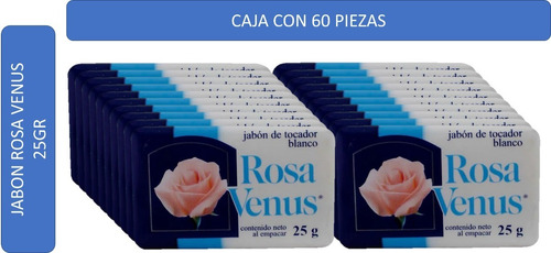 Jabon Rosa Venus Blanco Caja C/60 Piezas De 25 Gr C/u