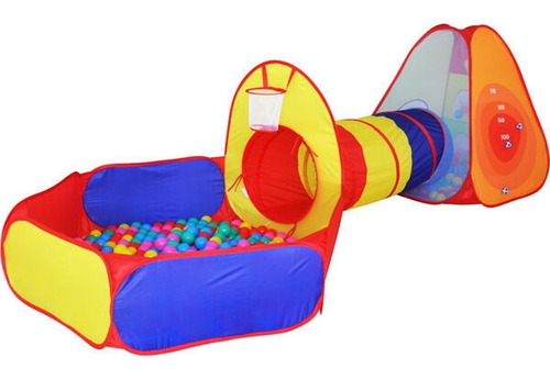 Imagen 2 de 9 de Carpa Pelotero Castillo Autoarmable Con Tunel + 100 Pelotita