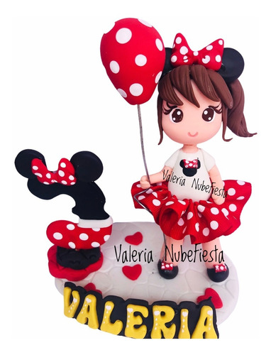 Mimi Mourse Micky Roja Rosa Cake Topper Vela Pasta Francesa